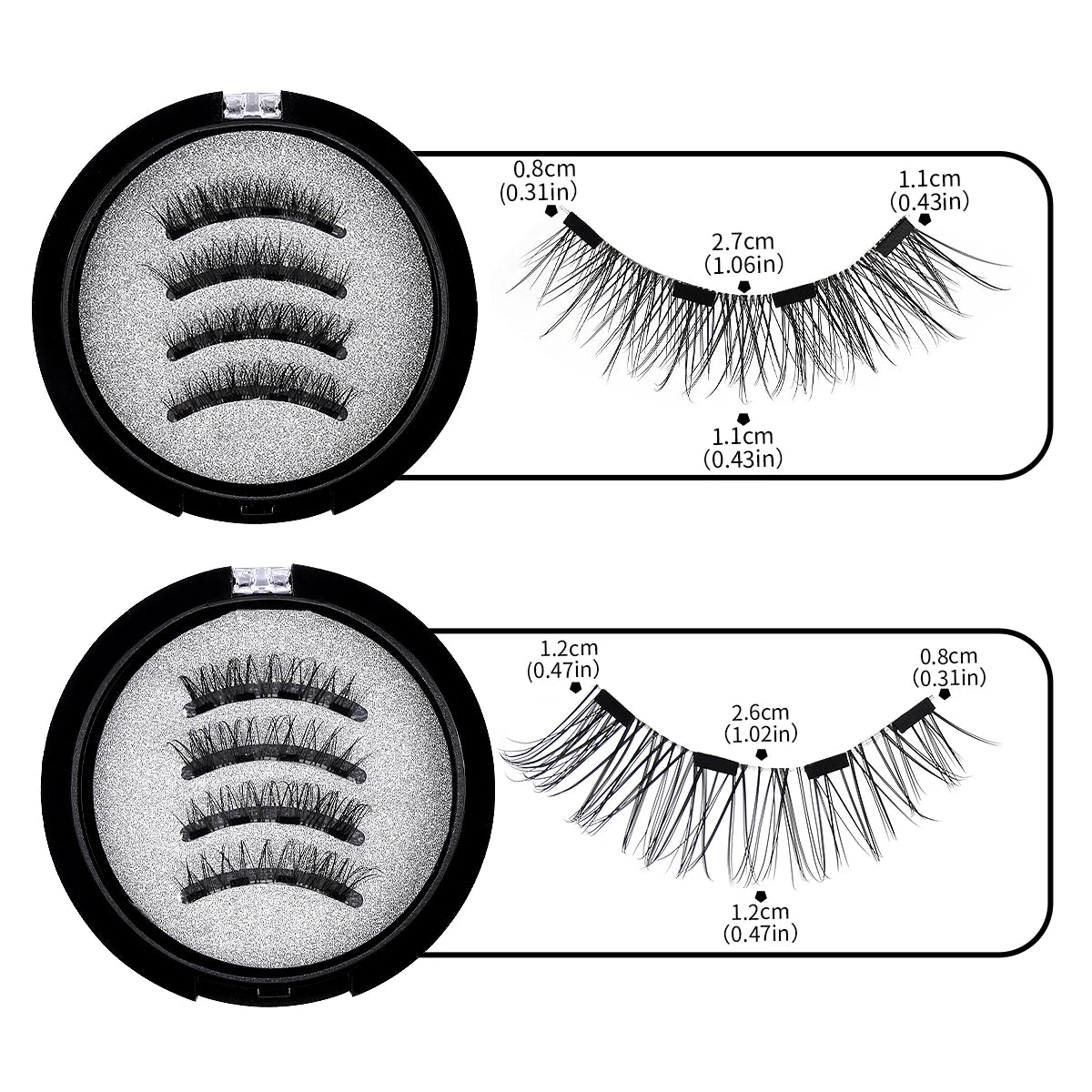 MAGEFY 2 Boxes Magnetic Lashes with Eyebrow Brush Natural Extend Cat Eye Lashes Cross Magnifying Eyes Beauty Makeup Accessory