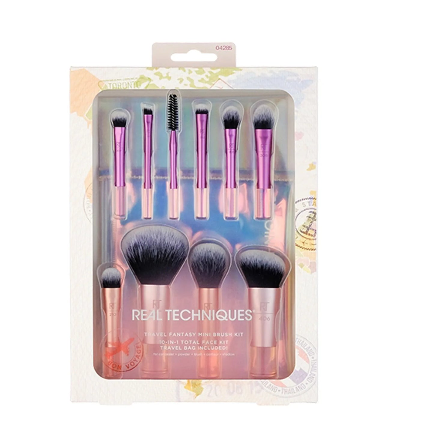 Eco-Friendly Vegan Makeup Brush Kit - Synthetic Hair Cosmetic Tools for Foundation/Blush/Eyeshadow (Travel Set)