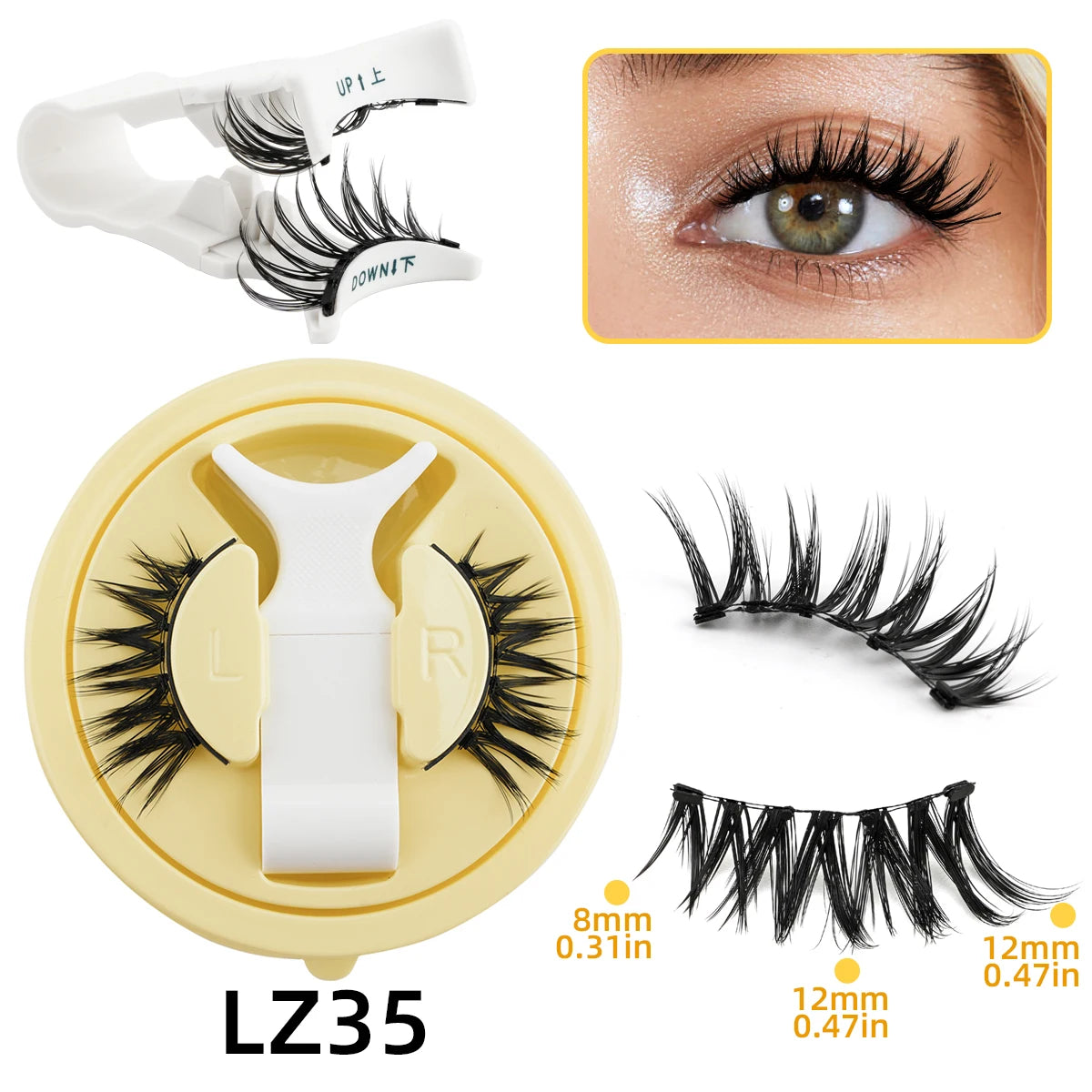 1 Pair New Magnetic Eyelashes Reusable No Glue Needed Natural Look 3D Lashes Soft Easy Apply Magnetic Lashes Kit for Eye Makeup