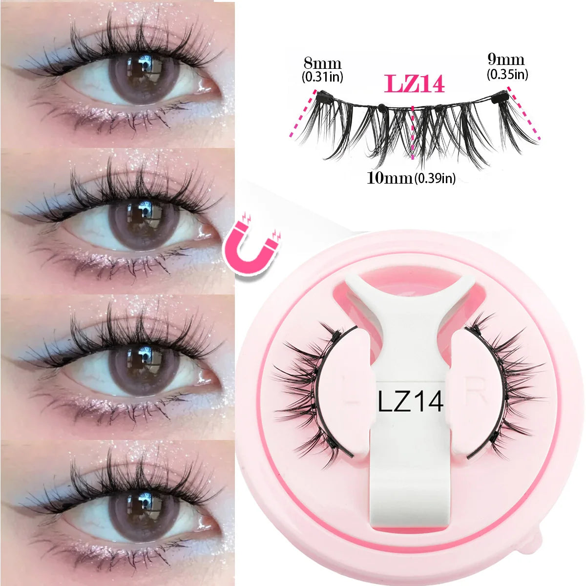 1 Pair New Magnetic Eyelashes Reusable No Glue Needed Natural Look 3D Lashes Soft Easy Apply Magnetic Lashes Kit for Eye Makeup