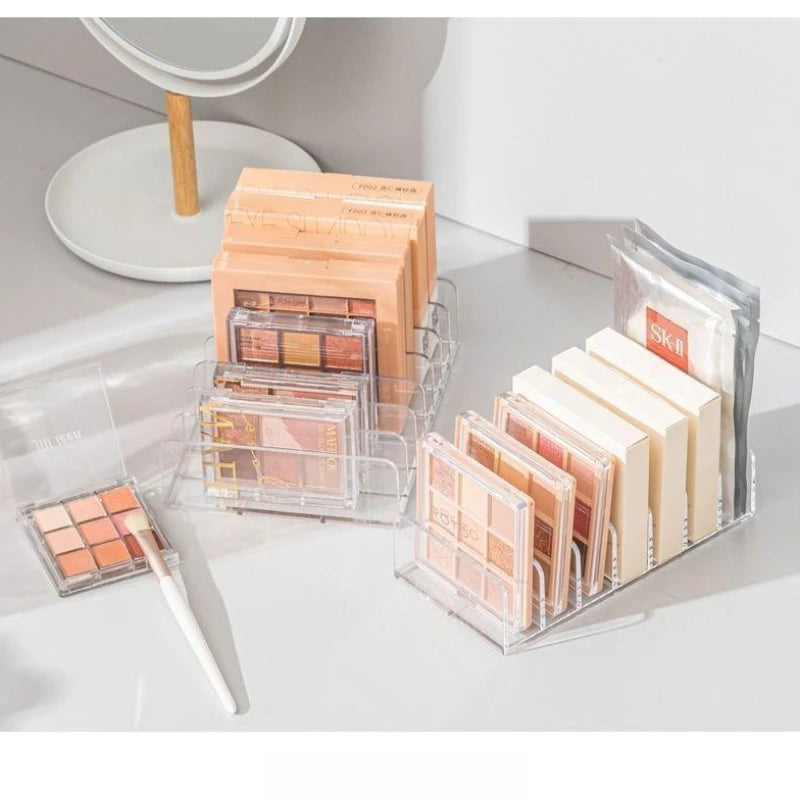 Desktop Eyeshadow Palette Storage Box Powder Drawer Divider Transparent Plastic Makeup Blush Cosmetic Shelf Storage Stand