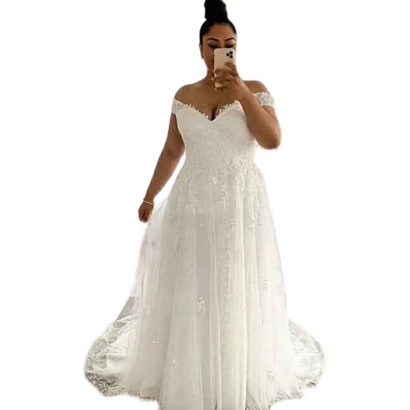 Wedding Dress Plus Size A-Line Off The Shoulder for Your Dream Day - Perfect Plus Size Wedding Dress A-Line - Hafsa Luxury