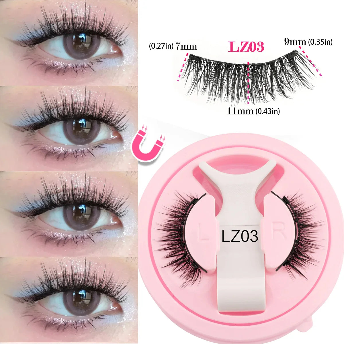 1 Pair New Magnetic Eyelashes Reusable No Glue Needed Natural Look 3D Lashes Soft Easy Apply Magnetic Lashes Kit for Eye Makeup