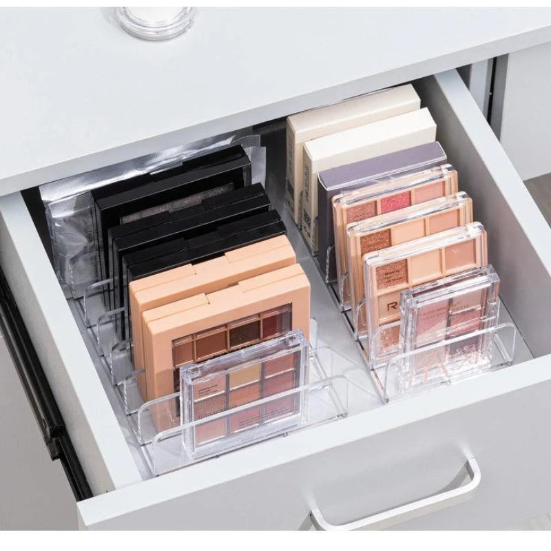 Desktop Eyeshadow Palette Storage Box Powder Drawer Divider Transparent Plastic Makeup Blush Cosmetic Shelf Storage Stand