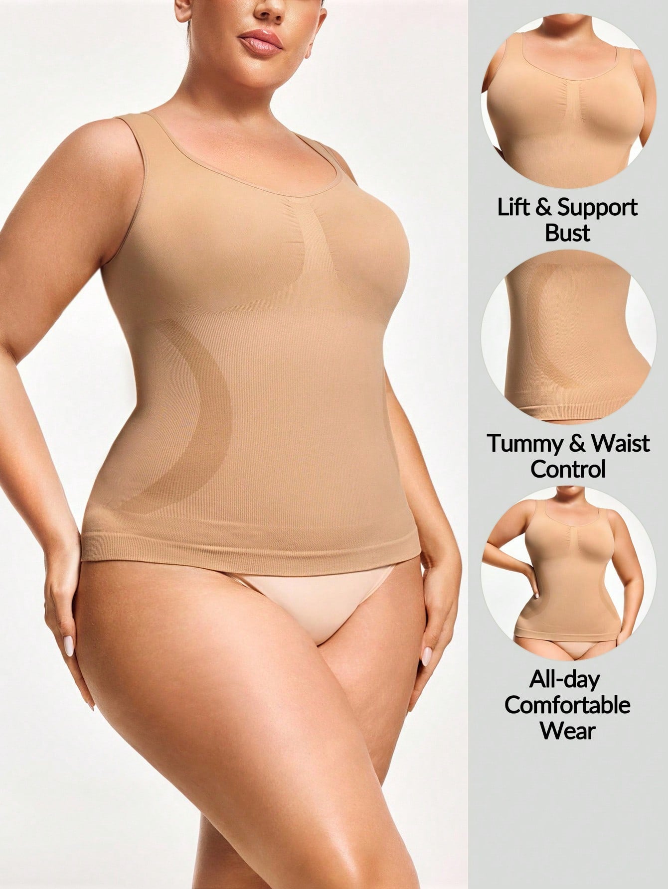 Women's Firm Control Tank Camisole - Bust Support & Tummy Waist Contour
