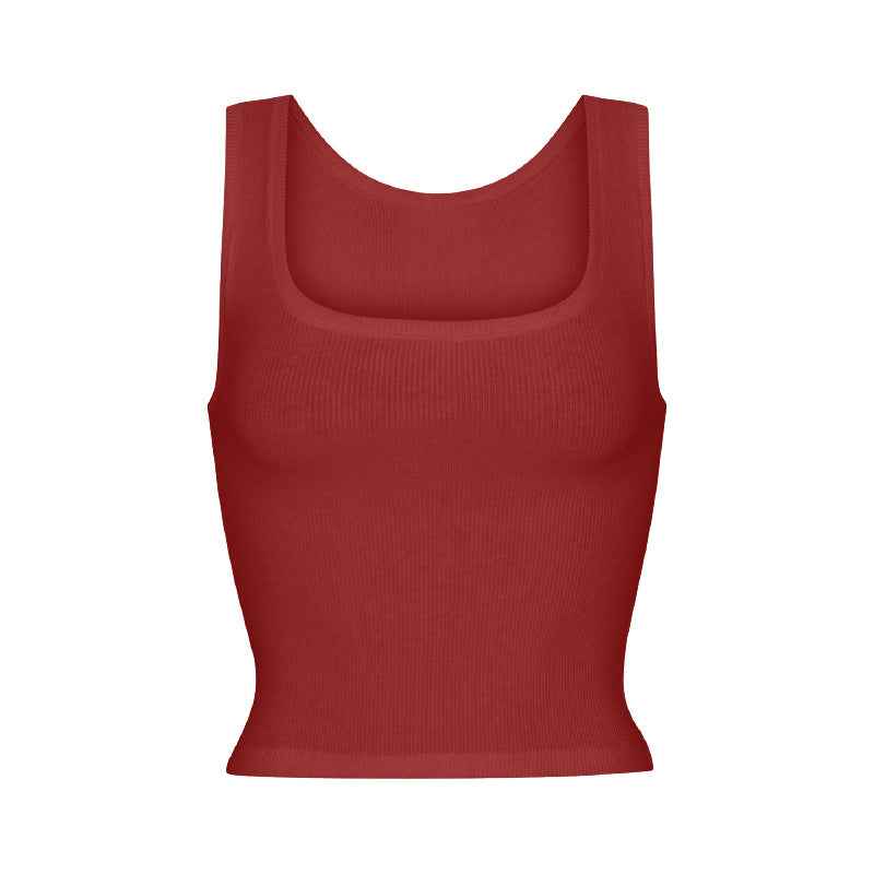 Athleisure Ribbed Knit Camisole With Stretch Straps - Hafsa Luxury