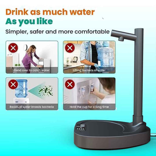 Automatic Water Dispenser with Stand - Added Extension Tube Rechargeable Desktop Water Bottle Dispenser - Hafsa Luxury