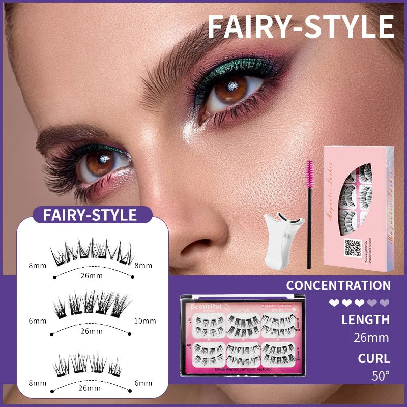 Magnetic Suction False Eyelashes 3 Pair Combination Large Capacity 4 Magnetic suit Natural Long Thick Party