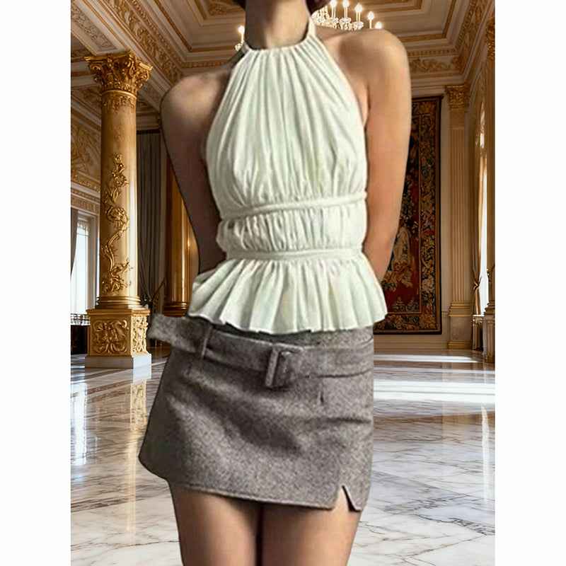 Women's Backless Halter Top - Sexy Open Back Sleeveless Tie Drawstring Design - Hafsa Luxury