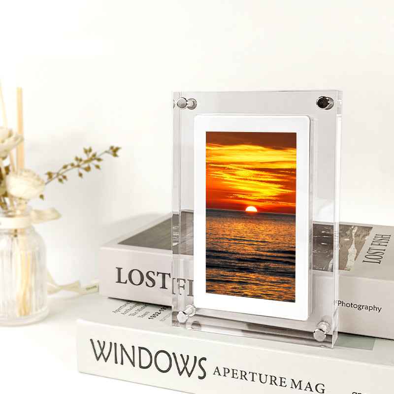 Digital Photo Frame with Video Player - Acrylic Vertical Display, 1GB Storage, Type C Battery - Perfect Gift for Loved Ones - Hafsa Luxury