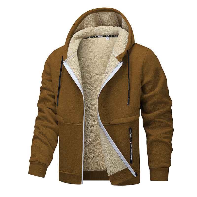 Casual Heavyweight Fleece Hoodies for Men - Thick Sherpa Lined Zipper Jacket for Winter Streetwear Coats - Hafsa Luxury
