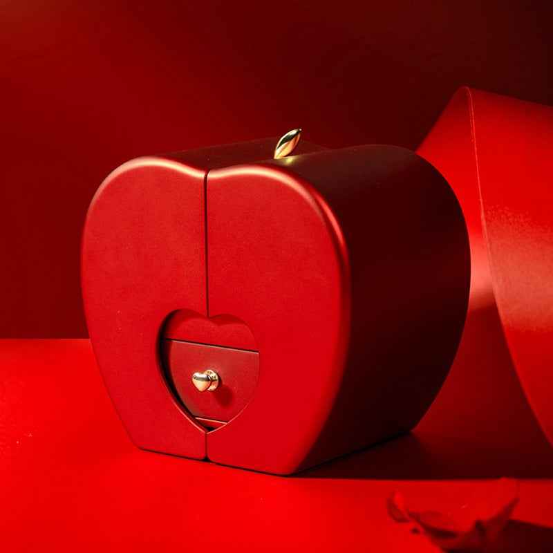 Fashion Jewelry Box Red Apple Design with Necklace & Eternal Rose - Perfect Red Apple Jewelry Box Gift for Christmas, Mother's Day & Valentine's Day - Hafsa Luxury