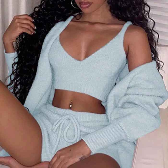 Stylish Women's Crop Top Pajama Set with Shorts for Ultimate Comfort - Hafsa Luxury