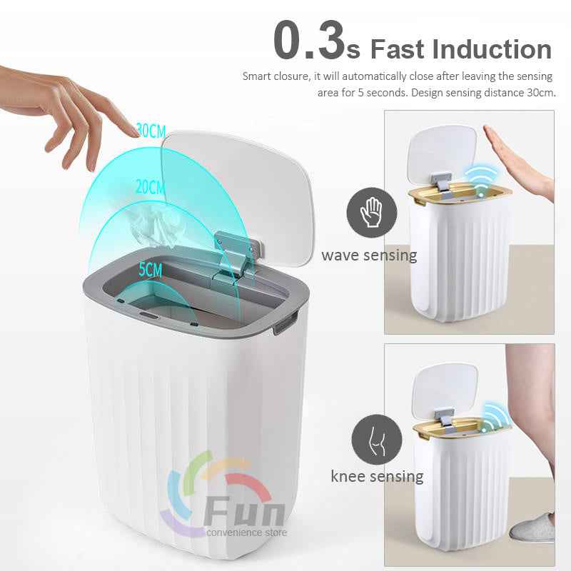 Smart Trash Can with Lid - Automatic Induction Bin for Bedroom, Living Room, and Kitchen Storage - Hafsa Luxury