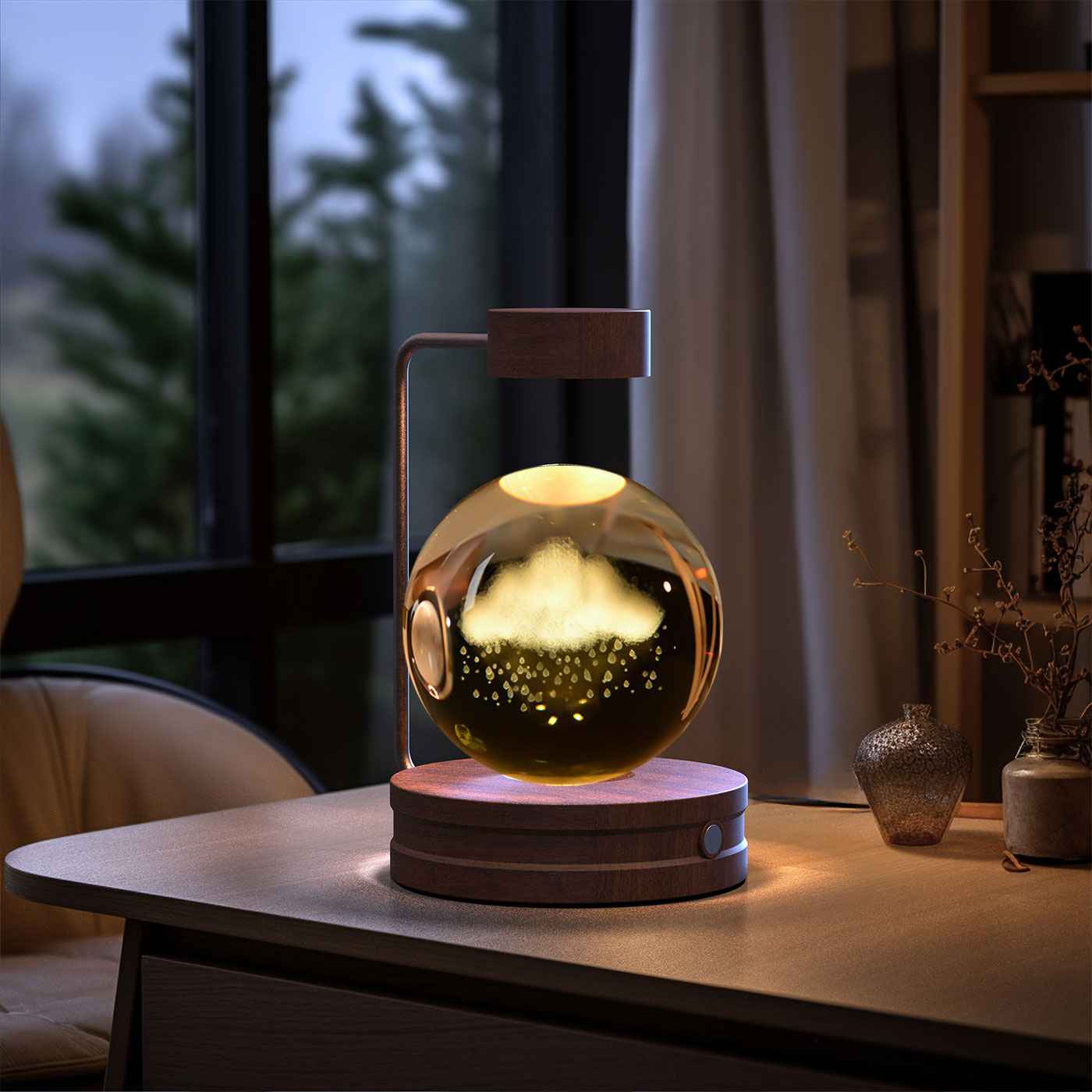 Crystal Ball Cosmic Dinosaur Night Light USB Powered Warm Bedside Lamp for Birthdays - Hafsa Luxury