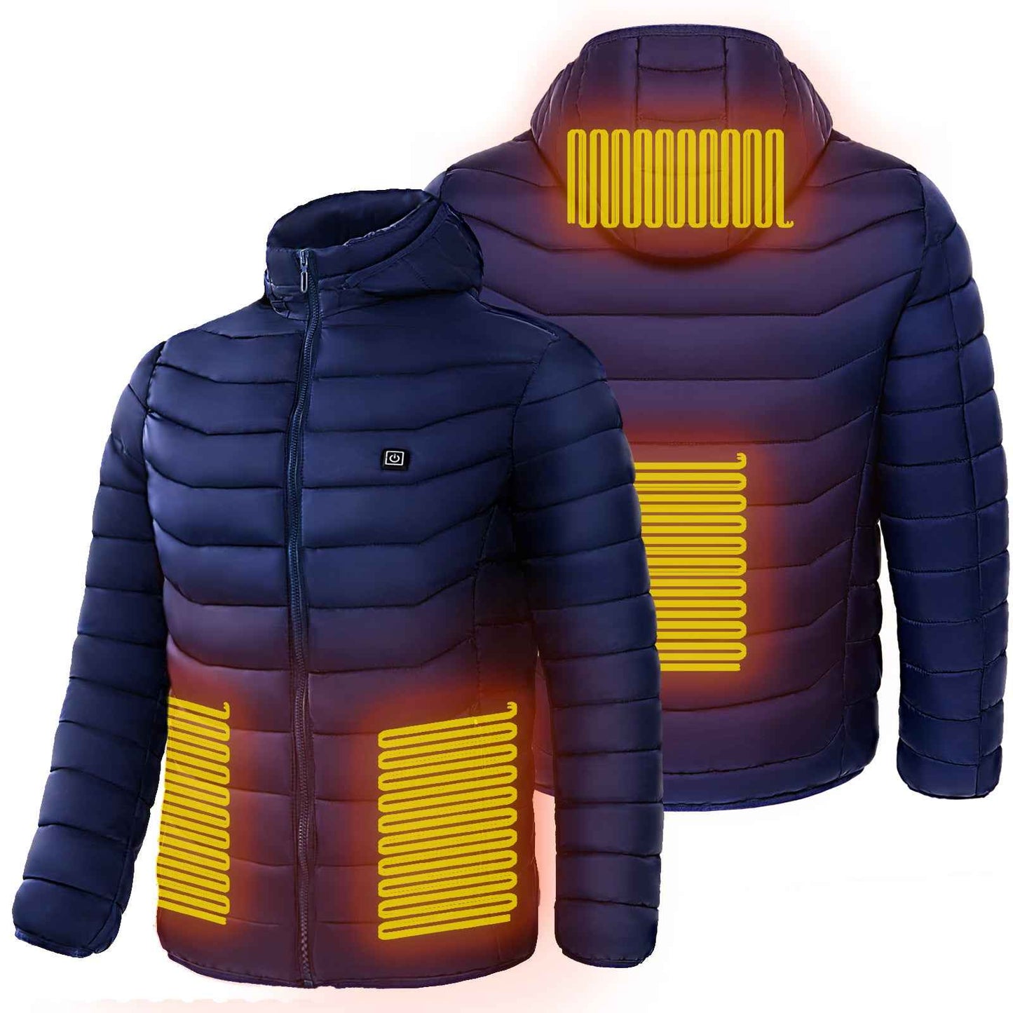 Men Heated Puffer Jacket with Electric Heating Coat 9 Heat Zones Insulated Hood Windbreaker - Hafsa Luxury