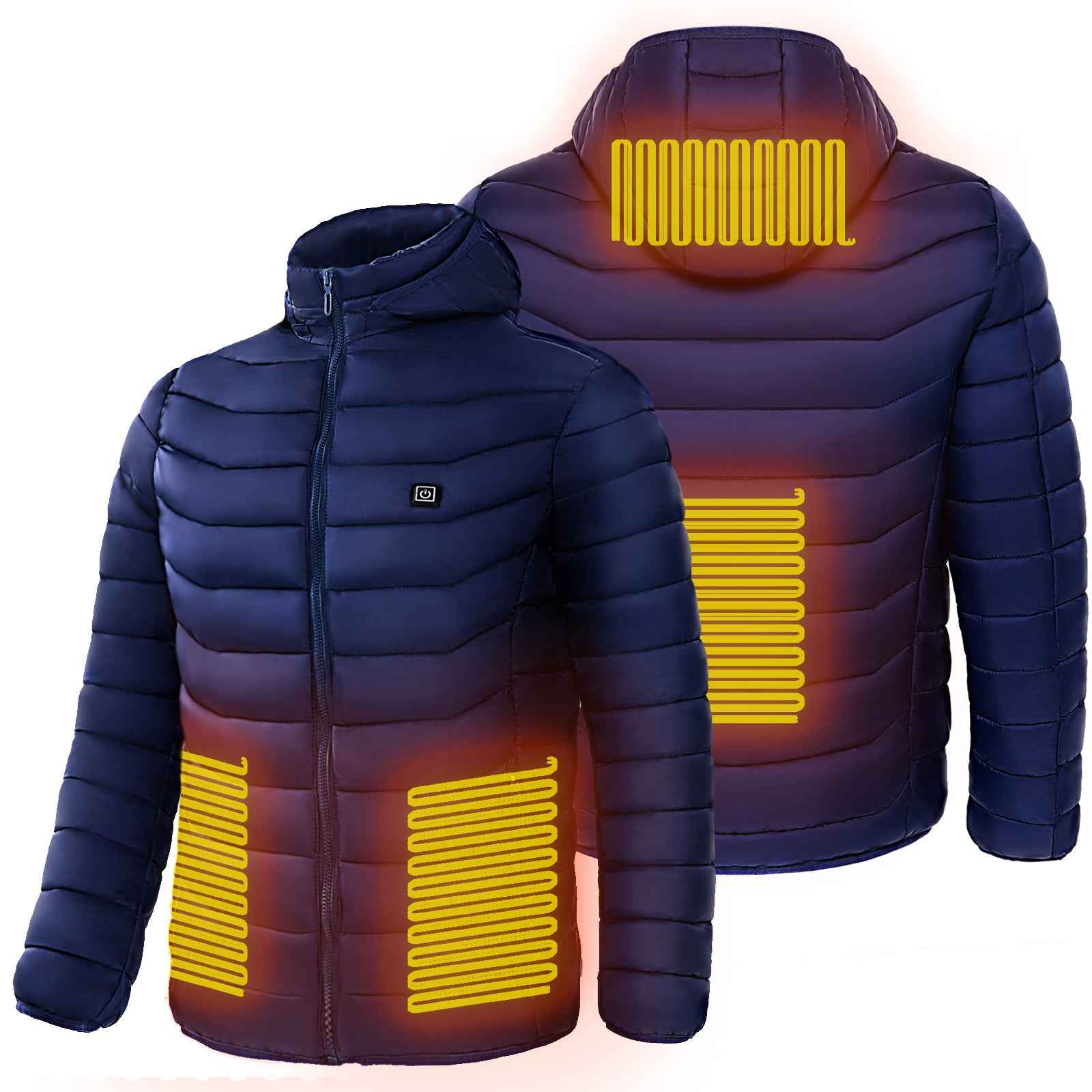 Men Heated Puffer Jacket with Electric Heating Coat 9 Heat Zones Insulated Hood Windbreaker - Hafsa Luxury