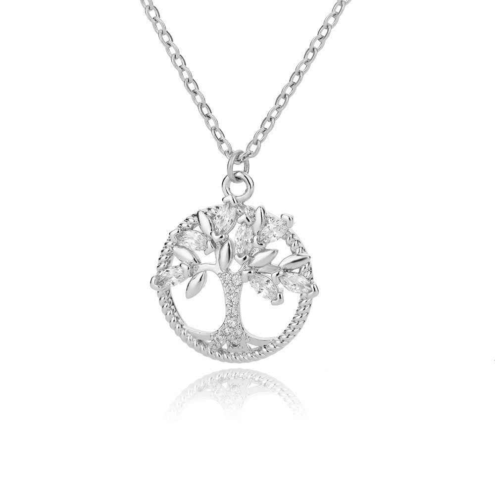 Tree of Life Necklace Rhinestone Pendant Jewelry for Birthday and Valentine's Day Gifts - Hafsa Luxury