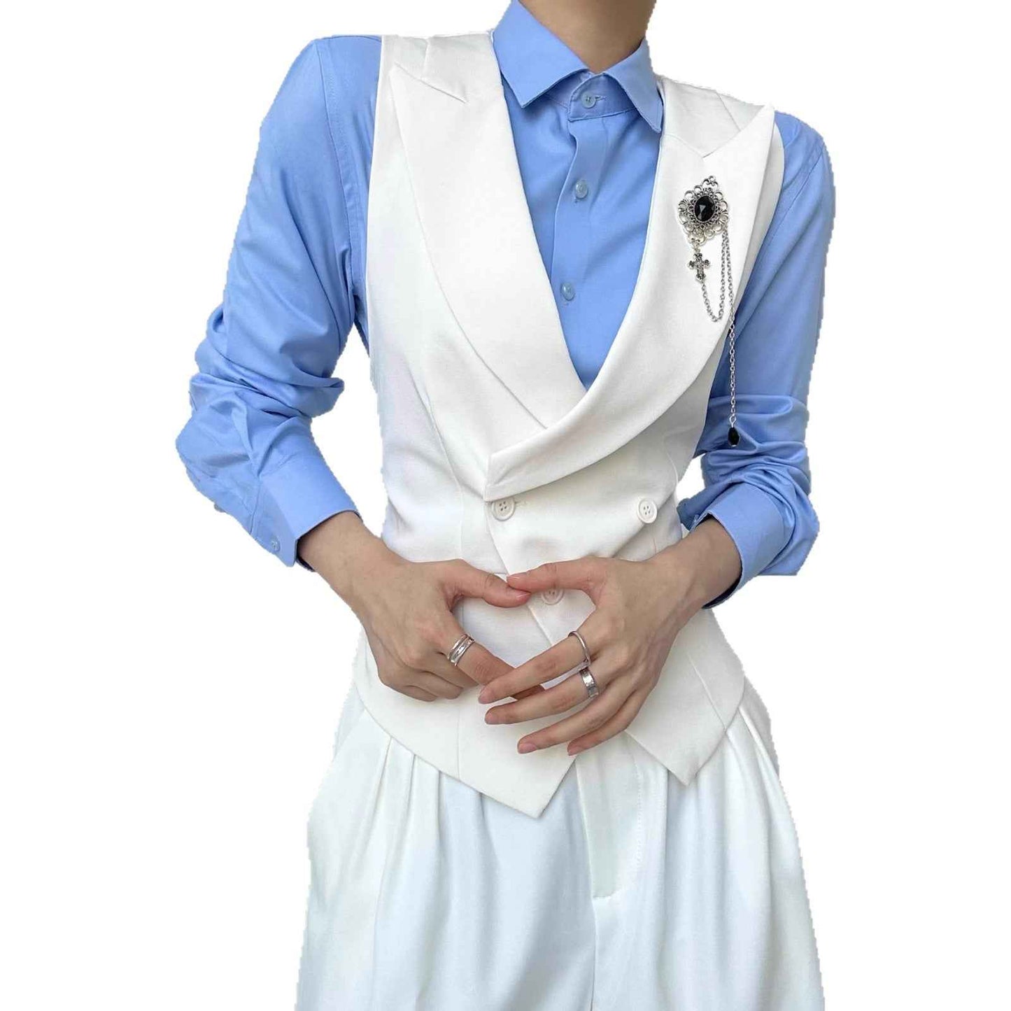 Women's Slim-Fit Suit Vest for Young Women - Premium White Versatile Style - Hafsa Luxury