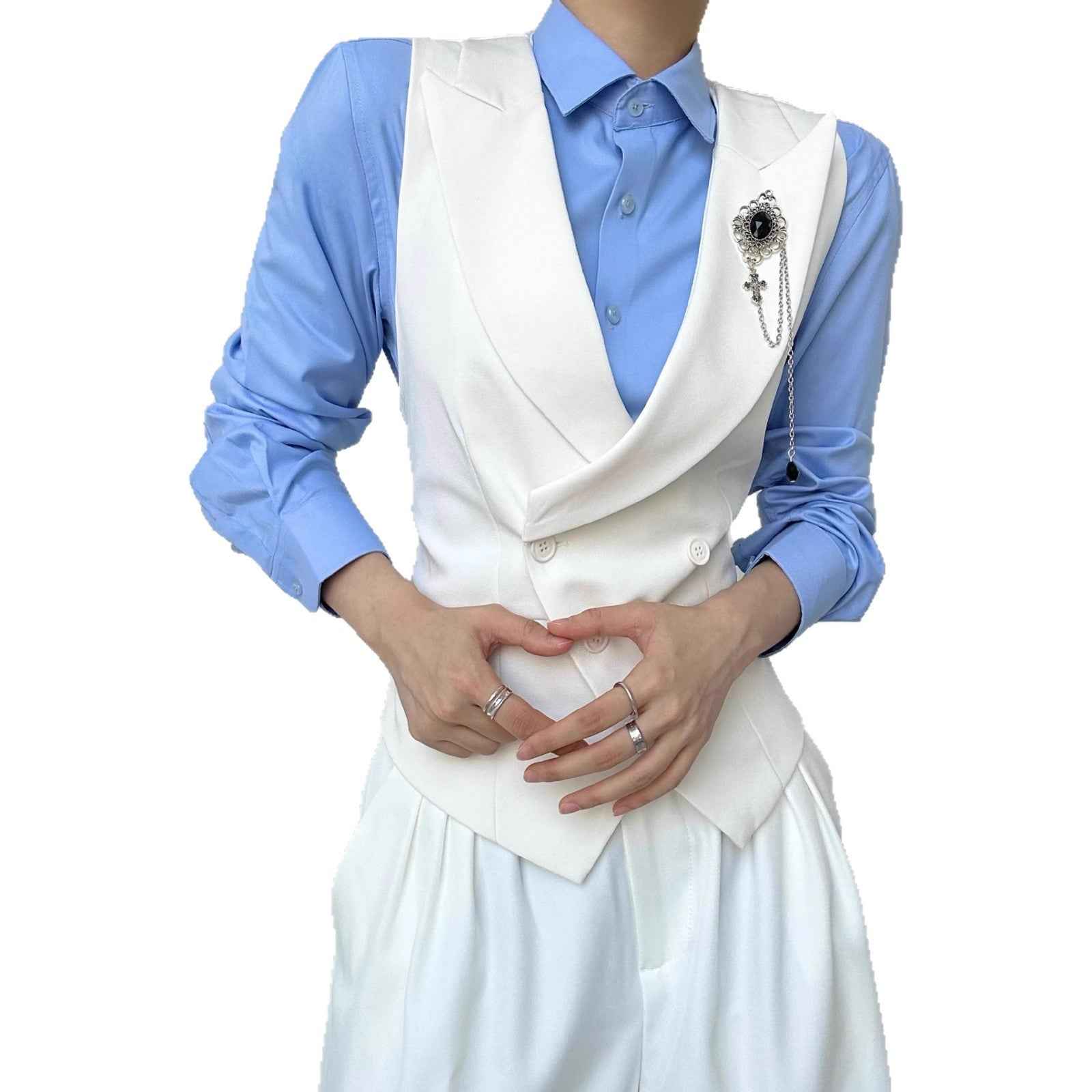 Women's Slim-Fit Suit Vest for Young Women - Premium White Versatile Style - Hafsa Luxury