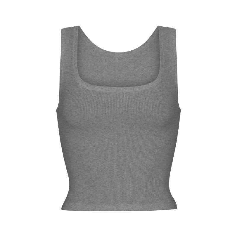 Athleisure Ribbed Knit Camisole With Stretch Straps - Hafsa Luxury