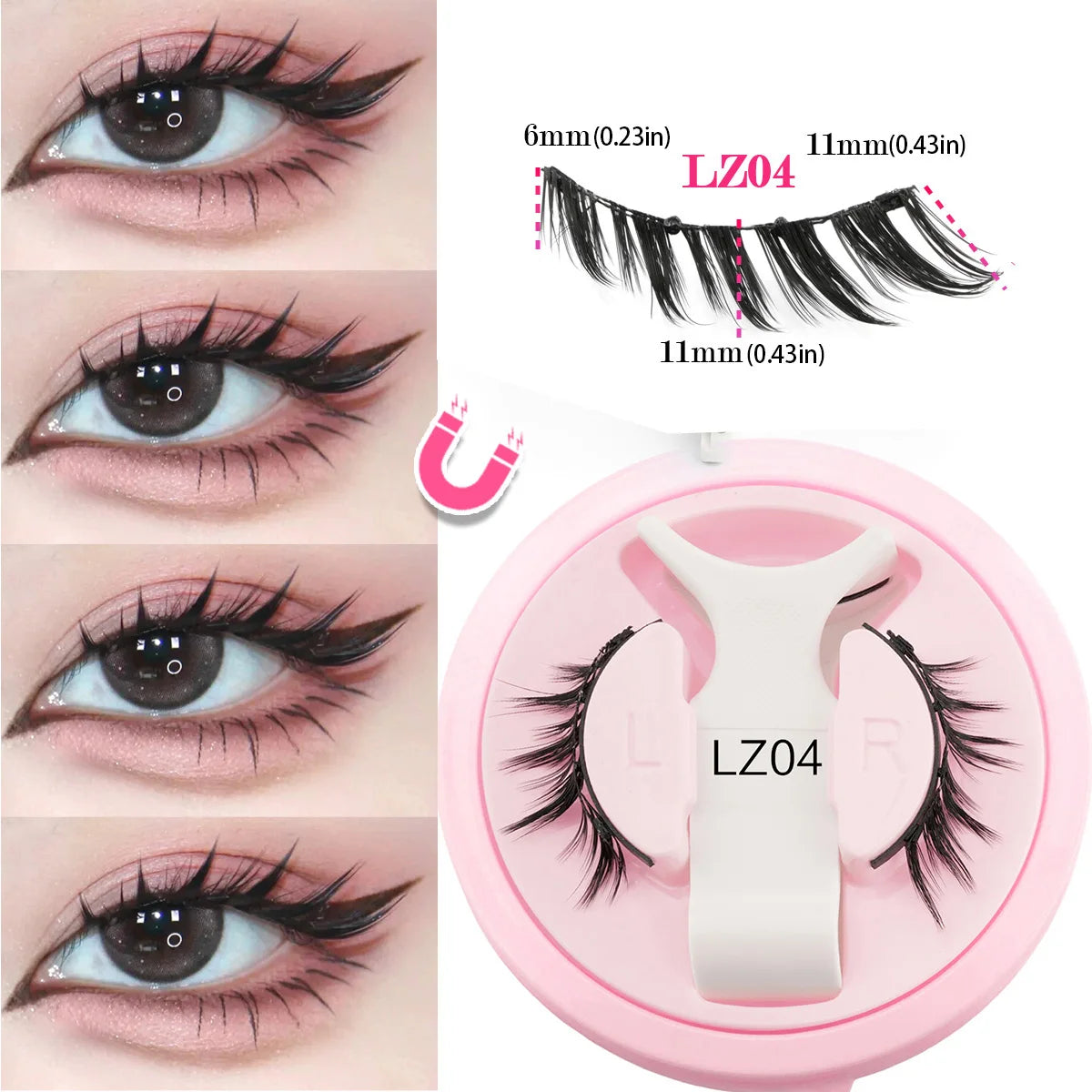 1 Pair New Magnetic Eyelashes Reusable No Glue Needed Natural Look 3D Lashes Soft Easy Apply Magnetic Lashes Kit for Eye Makeup