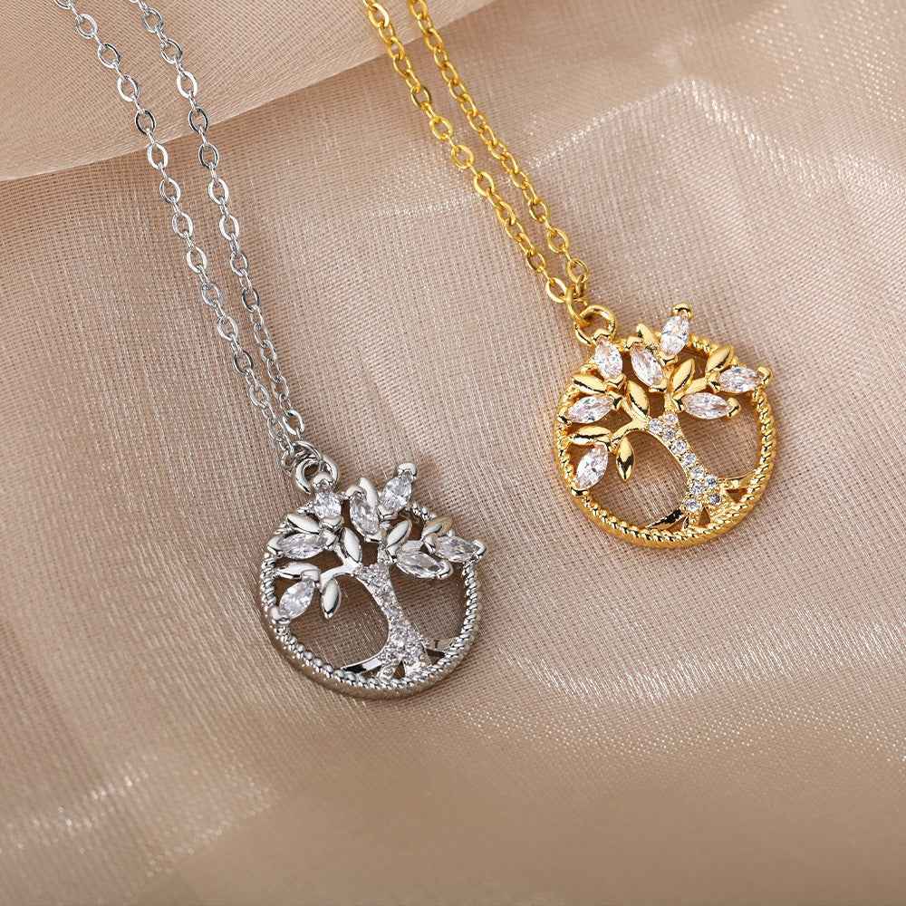 Tree of Life Necklace Rhinestone Pendant Jewelry for Birthday and Valentine's Day Gifts - Hafsa Luxury