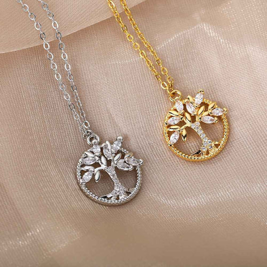 Tree of Life Necklace Rhinestone Pendant Jewelry for Birthday and Valentine's Day Gifts - Hafsa Luxury