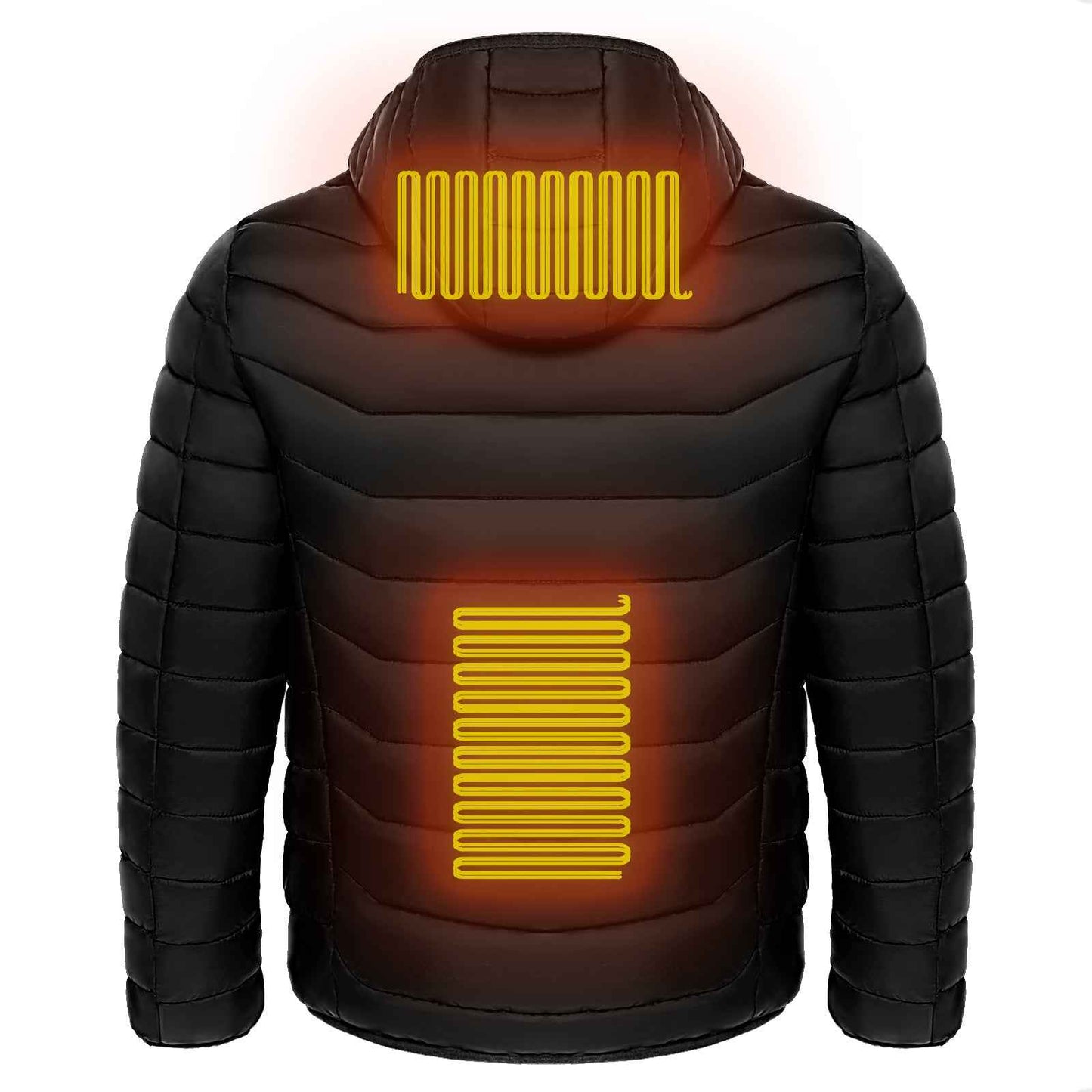 Men Heated Puffer Jacket with Electric Heating Coat 9 Heat Zones Insulated Hood Windbreaker - Hafsa Luxury