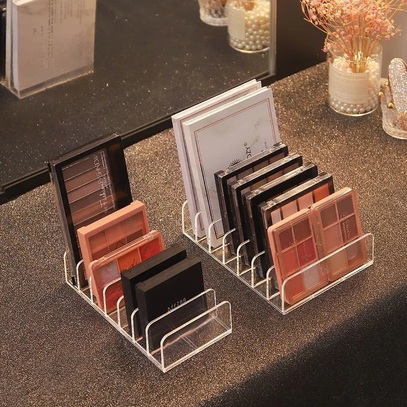 Desktop Eyeshadow Palette Storage Box Powder Drawer Divider Transparent Plastic Makeup Blush Cosmetic Shelf Storage Stand
