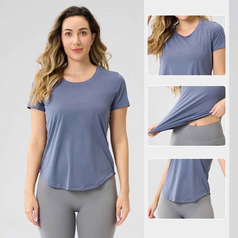 Womens Breathable Yoga Top - Bare-Look Short-Sleeve Design - Hafsa Luxury