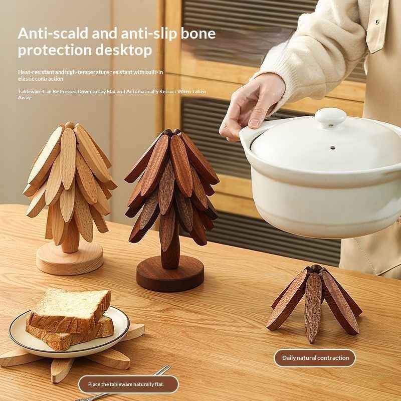 Tree Design Wooden Trivets - Decorative Anti-Scald Heat Resistant Table Mat Coaster Wood Placemats for Pot Table Insulation - Hafsa Luxury