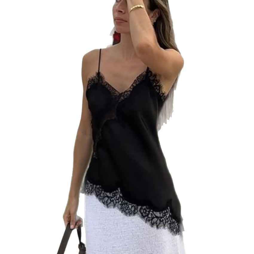 Asymmetrical Lace Elegant Commute Panelled Camisole