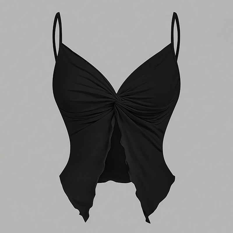 Women's Y2K Cami Set - 3-Piece Twist Front & Asymmetrical Spaghetti Strap Tops - Hafsa Luxury