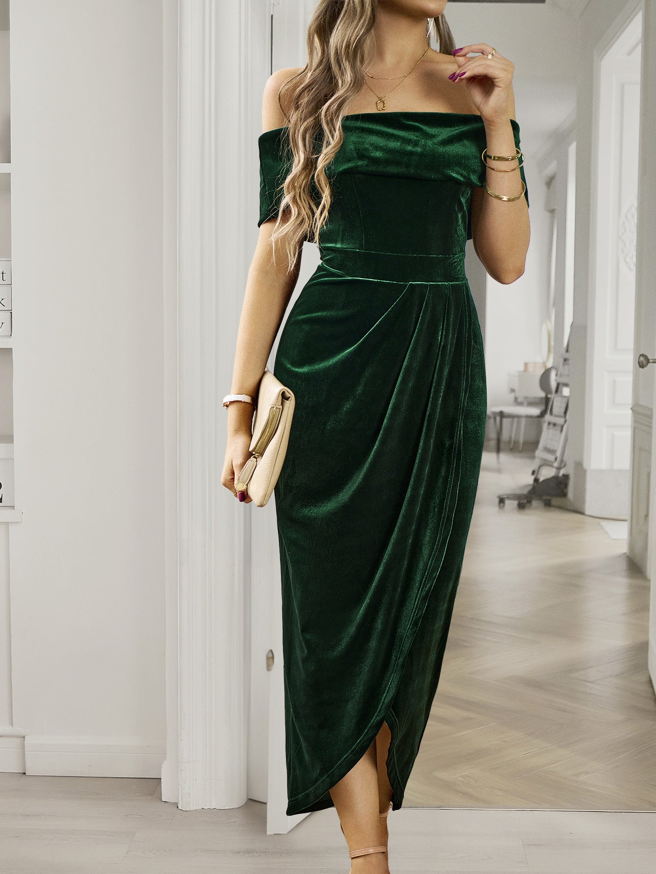 Solid Color Strapless Bodycon Long Dress Women's Dress - Hafsa Luxury