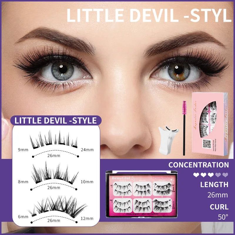 Magnetic Suction False Eyelashes 3 Pair Combination Large Capacity 4 Magnetic suit Natural Long Thick Party