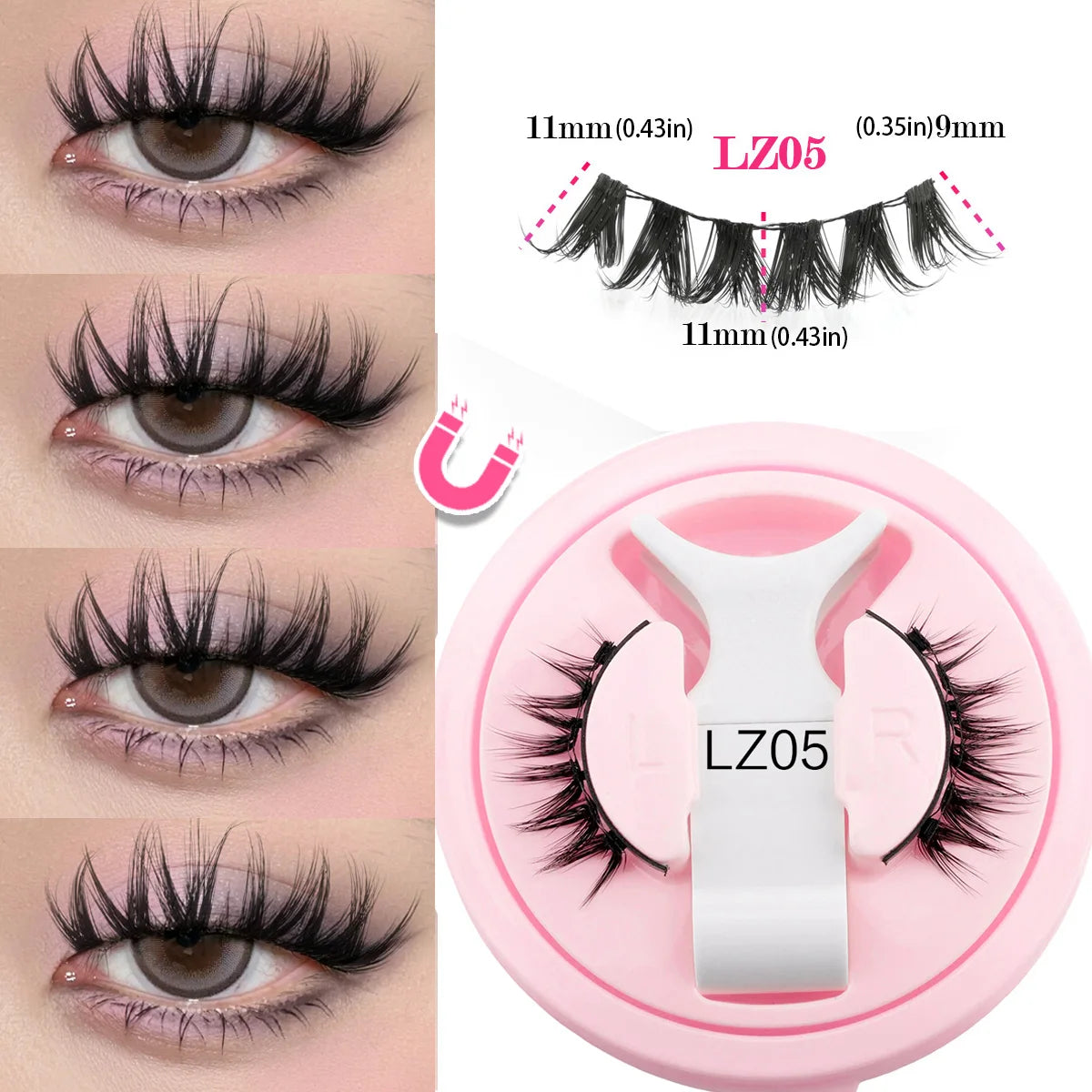 1 Pair New Magnetic Eyelashes Reusable No Glue Needed Natural Look 3D Lashes Soft Easy Apply Magnetic Lashes Kit for Eye Makeup