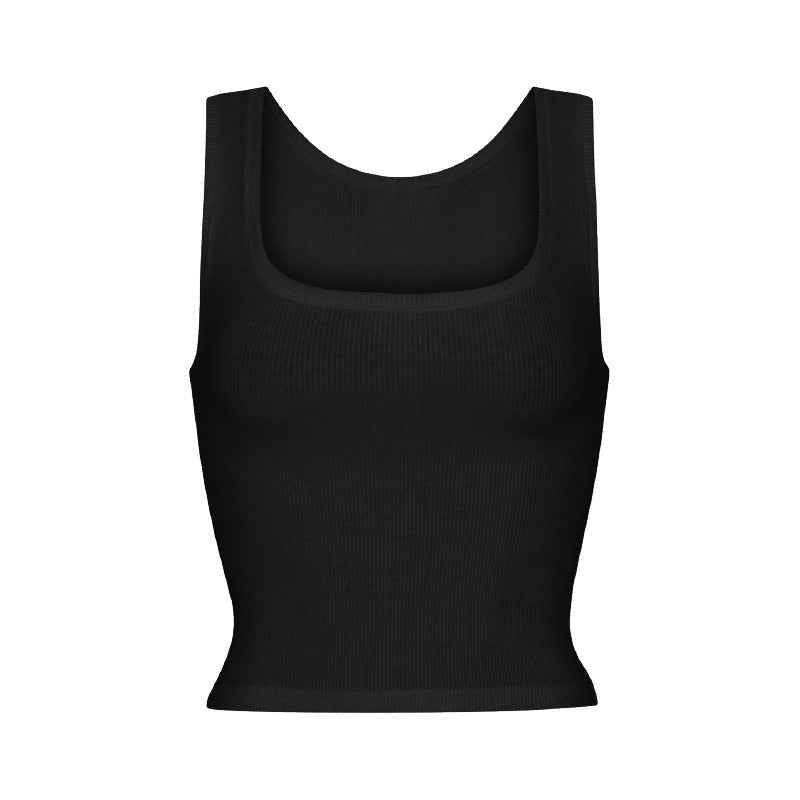 Athleisure Ribbed Knit Camisole With Stretch Straps - Hafsa Luxury