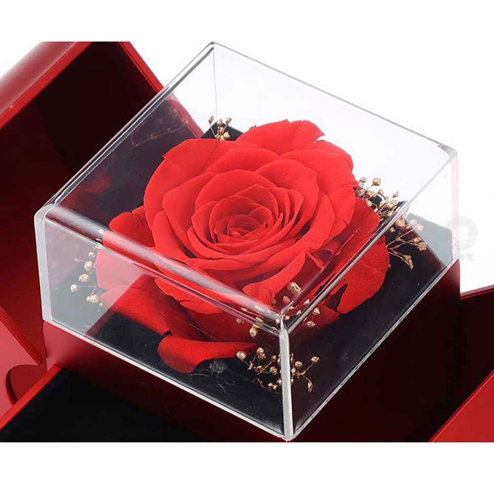 Fashion Jewelry Box Red Apple Design with Necklace & Eternal Rose - Perfect Red Apple Jewelry Box Gift for Christmas, Mother's Day & Valentine's Day - Hafsa Luxury