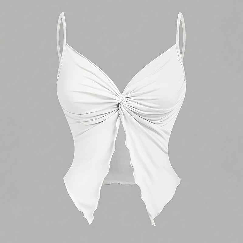 Women's Y2K Cami Set - 3-Piece Twist Front & Asymmetrical Spaghetti Strap Tops - Hafsa Luxury