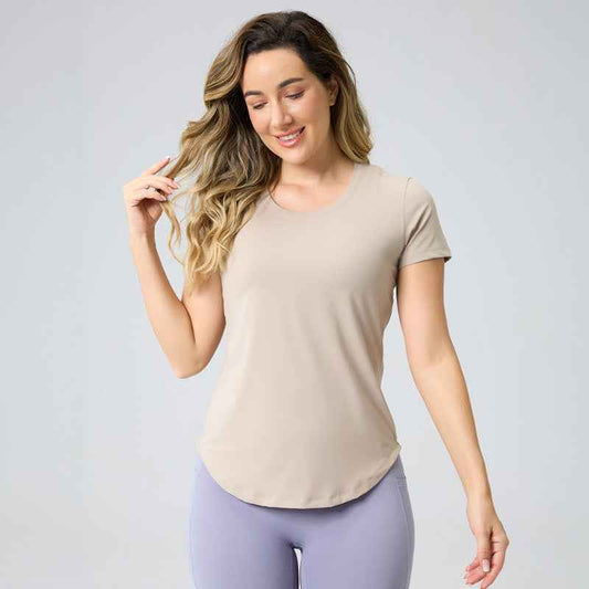 Womens Breathable Yoga Top - Bare-Look Short-Sleeve Design - Hafsa Luxury