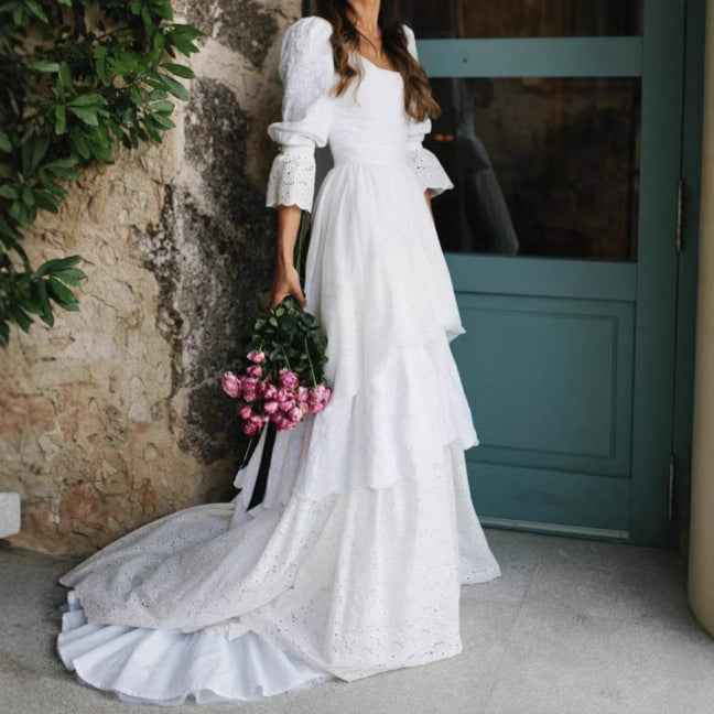 Wedding Lace Long Sleeve Dress - Elegant Bridal Gown for Your Special Day - Hafsa Luxury