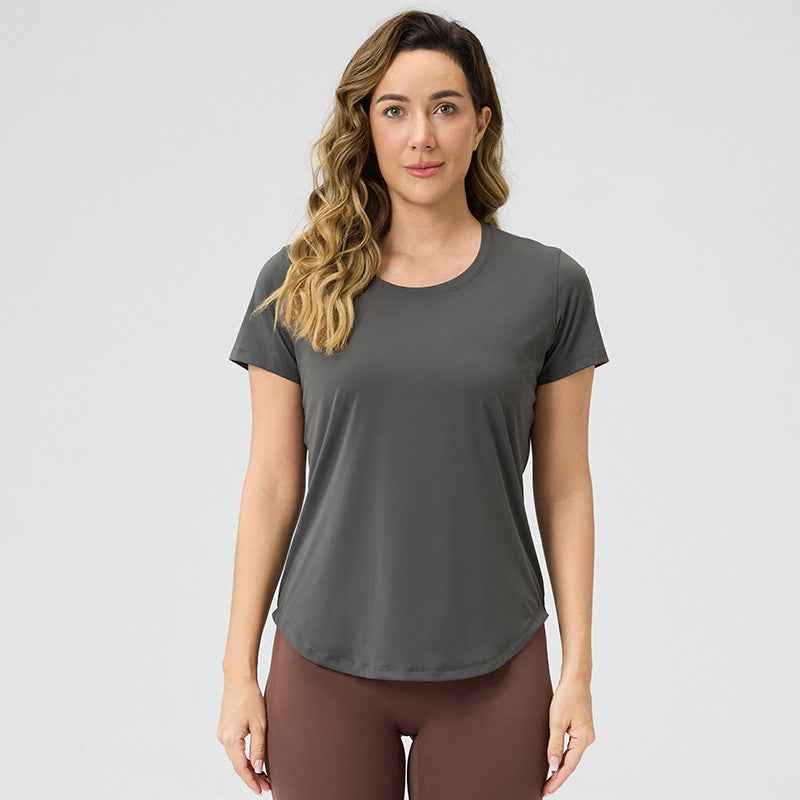 Womens Breathable Yoga Top - Bare-Look Short-Sleeve Design - Hafsa Luxury