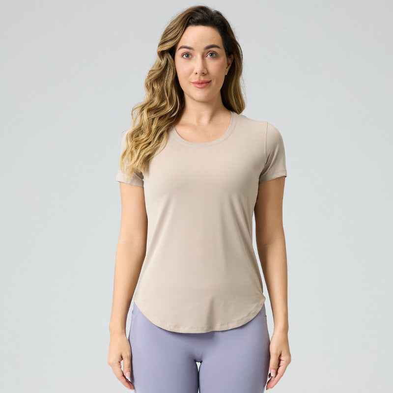 Womens Breathable Yoga Top - Bare-Look Short-Sleeve Design - Hafsa Luxury
