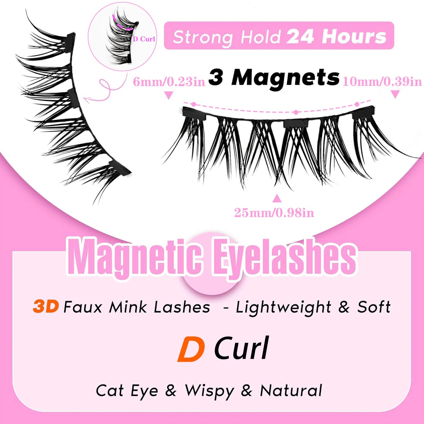 Magnetic Eyelash Kit - Reusable Glue-Free False Lashes with Applicator, Alcohol-Free Material, Professional Eye Makeup Tool