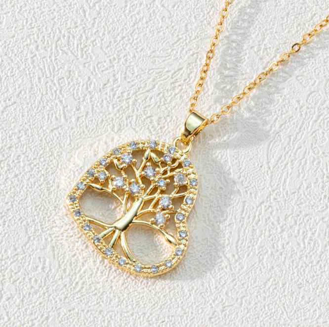 Tree of Life Necklace Rhinestone Pendant Jewelry for Birthday and Valentine's Day Gifts - Hafsa Luxury