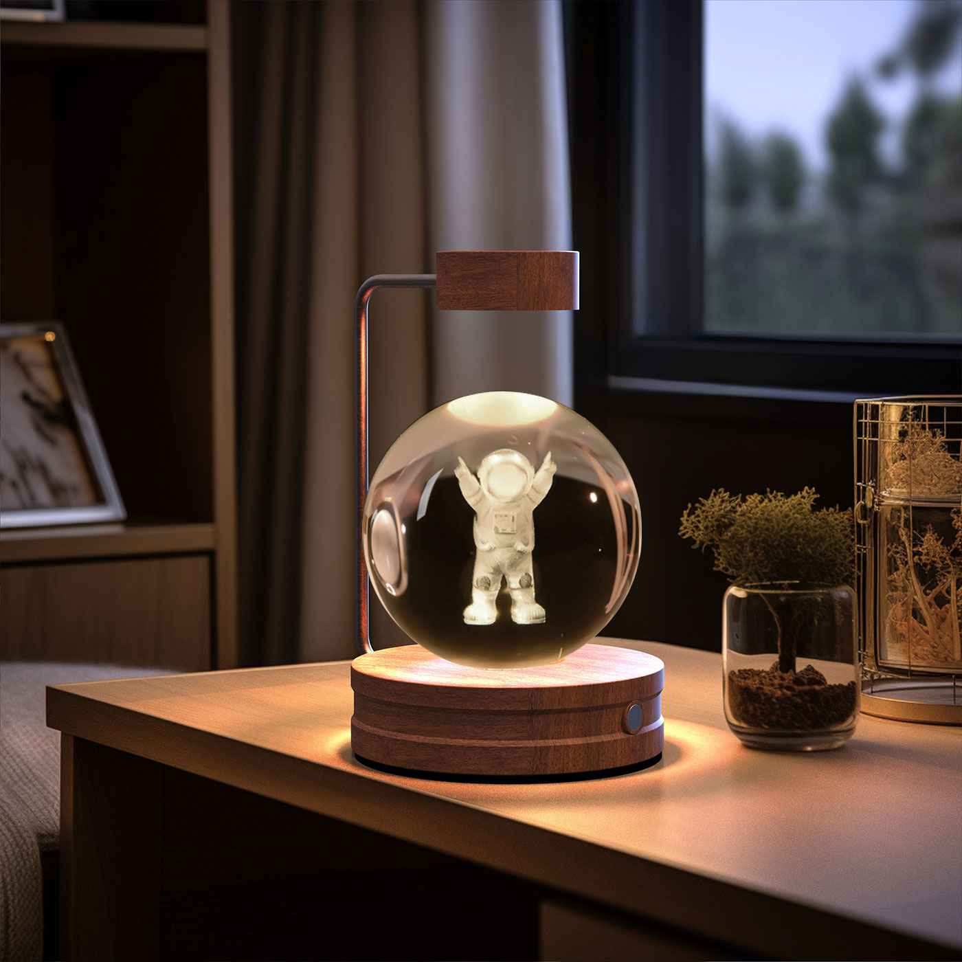 Crystal Ball Cosmic Dinosaur Night Light USB Powered Warm Bedside Lamp for Birthdays - Hafsa Luxury