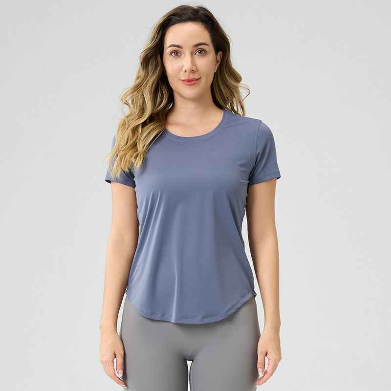 Womens Breathable Yoga Top - Bare-Look Short-Sleeve Design - Hafsa Luxury