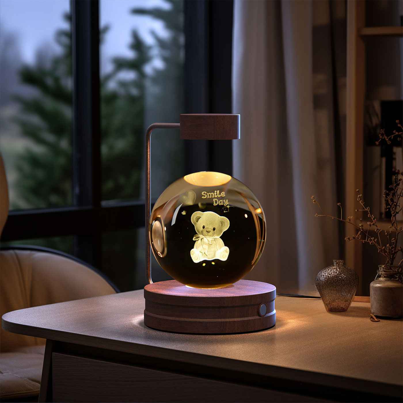 Crystal Ball Cosmic Dinosaur Night Light USB Powered Warm Bedside Lamp for Birthdays - Hafsa Luxury