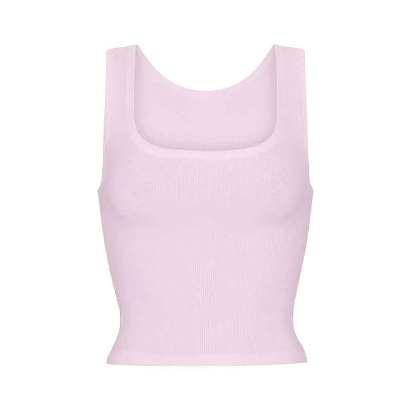 Athleisure Ribbed Knit Camisole With Stretch Straps - Hafsa Luxury